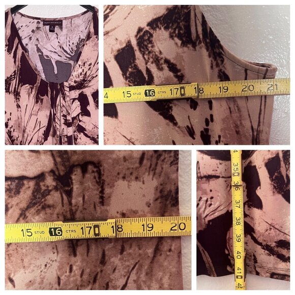 Dana Buchman XL Sleeveless Floral Printed Dress Brown Beige Comfortable Y2K - Picture 13 of 16